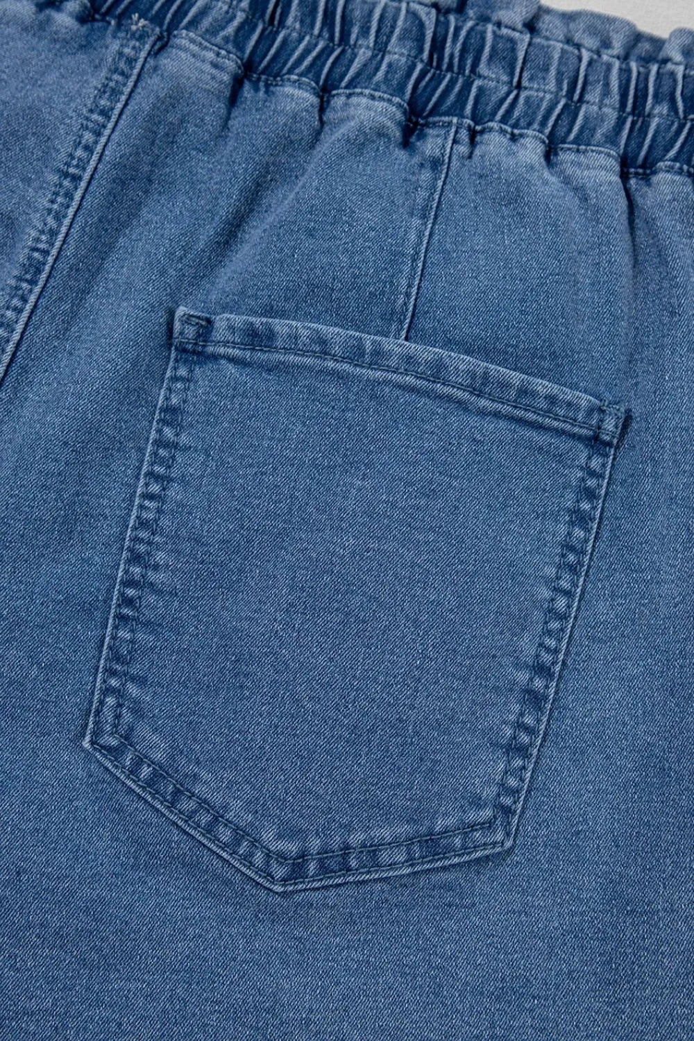 Drawstring High Waist Denim Shorts with Pockets Fitggins