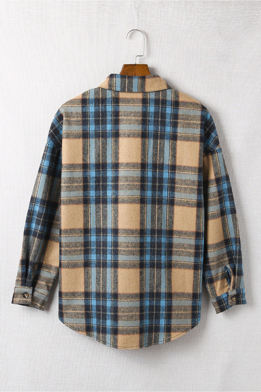 Plaid Collared Neck Long Sleeve Shirt - Shirts - FITGGINS