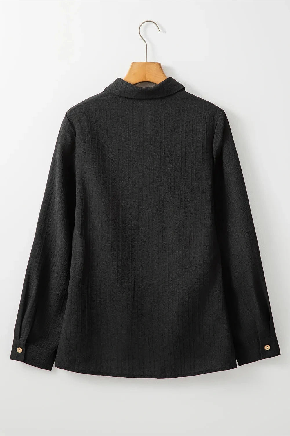 Textured Collared Neck Long Sleeve Shirt - Shirts - FITGGINS