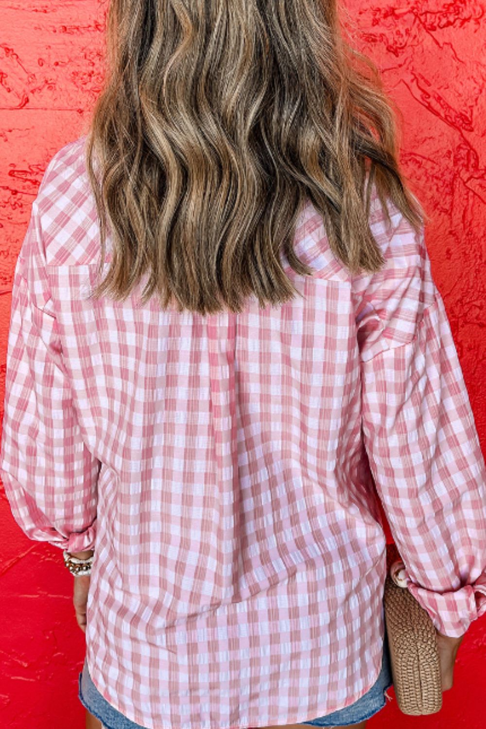 Plaid Collared Neck Long Sleeve Shirt - Shirts - FITGGINS