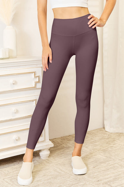 Double Take Wide Waistband Sports Leggings - Leggings - FITGGINS