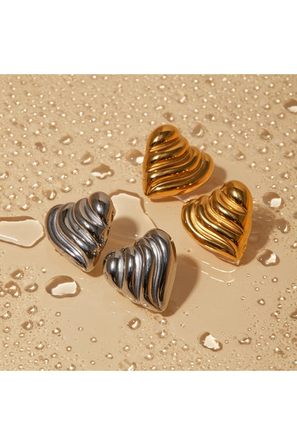 Stainless Steel Heart Shape Stud Earrings - Earrings - FITGGINS