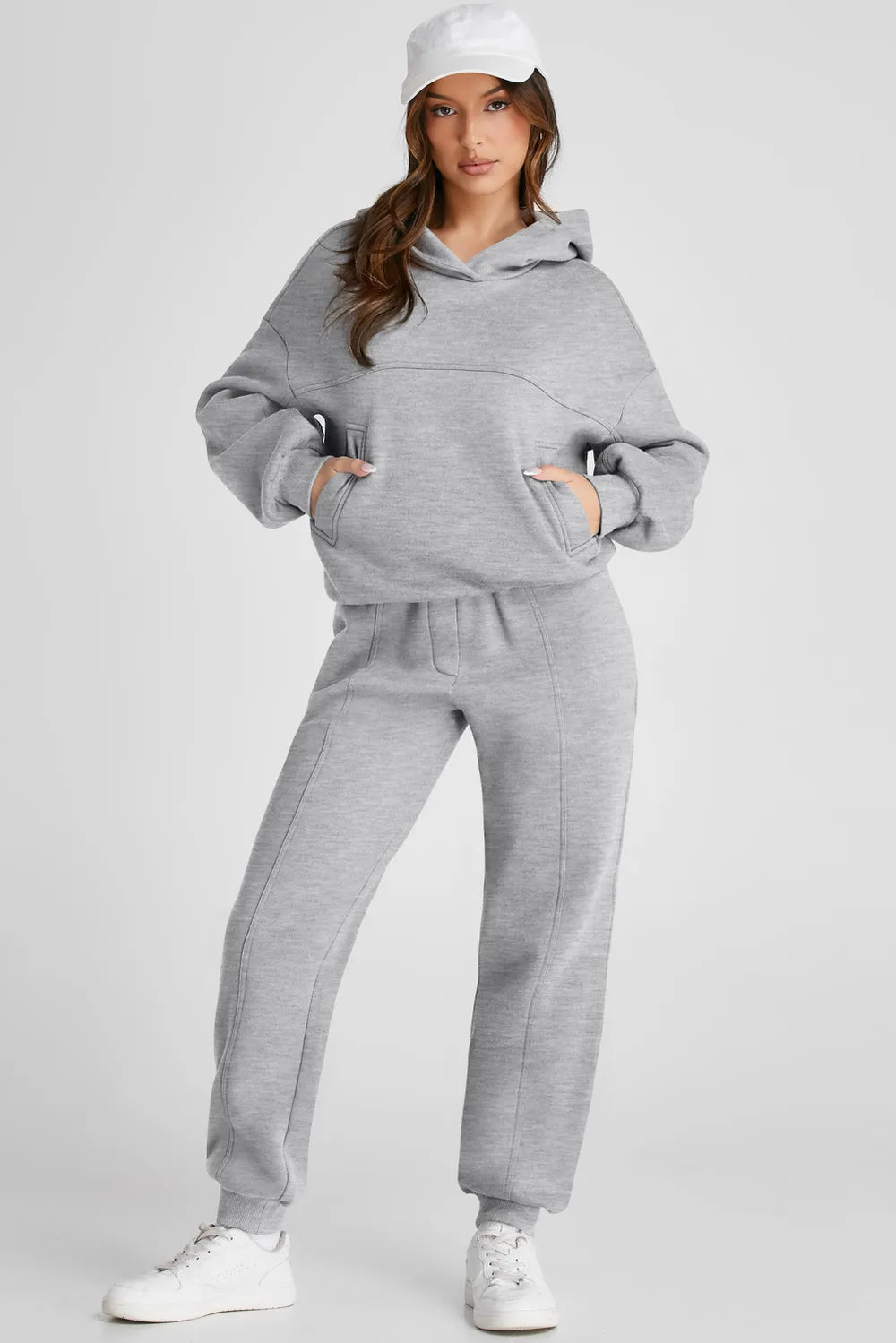 Dropped Shoulder Long Sleeve Hoodie and Pants Active Set Fitggins