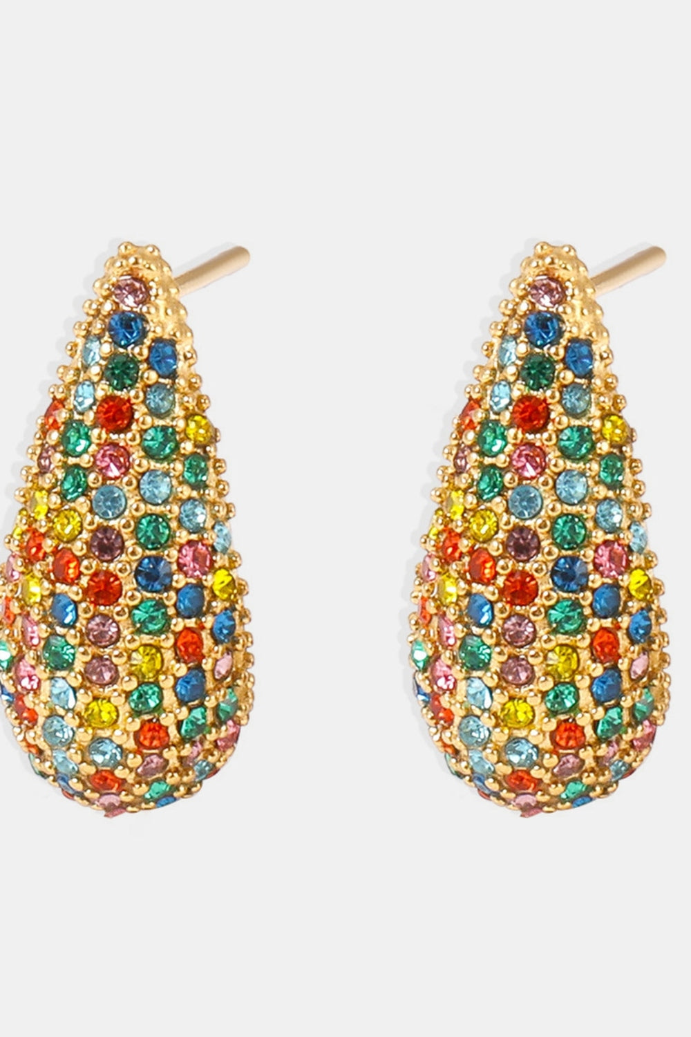 Stainless Steel Inlaid Zircon Teardrop Earrings - Earrings - FITGGINS