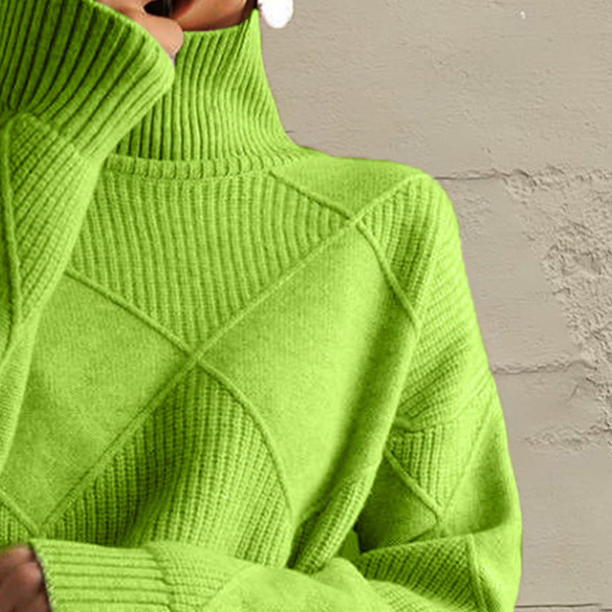 Geometric Turtleneck Long Sleeve Sweater Fitggins