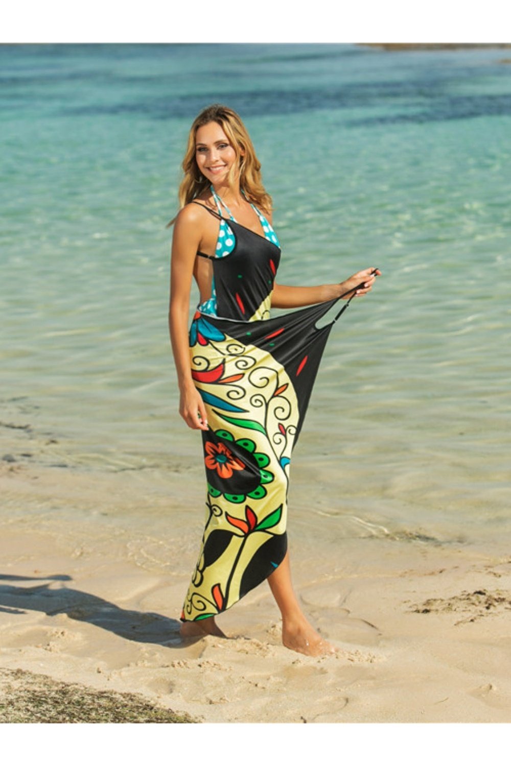 Printed Spaghetti Strap Cover Up - Cover-Ups - FITGGINS