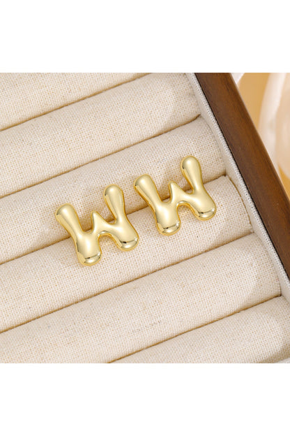 18K Gold-Plated Bubble Letter Stud Earrings - Earrings - FITGGINS