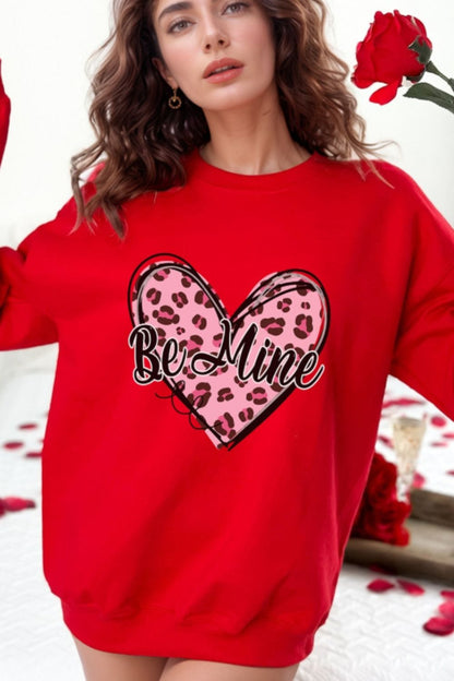 Valentine's Day BE MINE Heart Long Sleeve Sweatshirt - Sweatshirts & Hoodies - FITGGINS