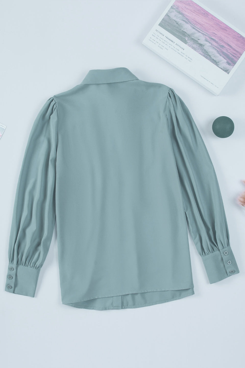 Gathered Detail Puff Sleeve Shirt - Shirts - FITGGINS