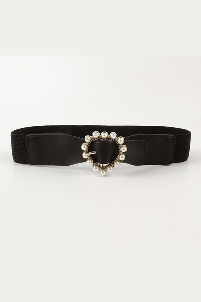 Pearl Heart Buckle Elastic Belt - Belt - FITGGINS