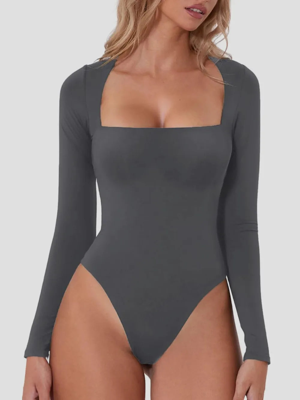 Square Neck Long Sleeve Bodysuit Fitggins