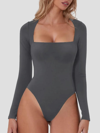Square Neck Long Sleeve Bodysuit Fitggins