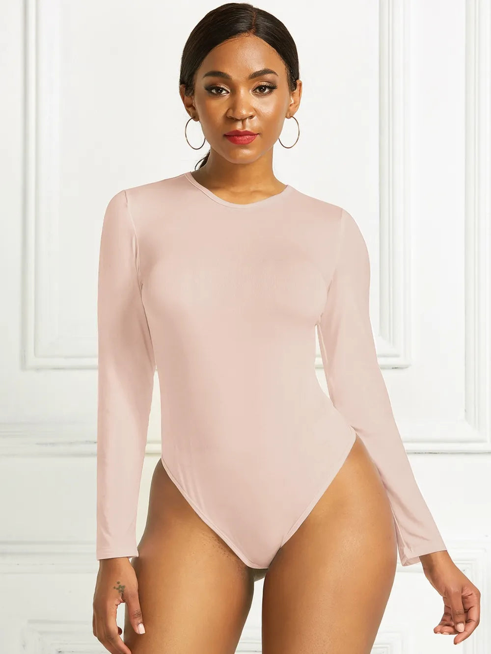 Round Neck Long Sleeve Bodysuit Fitggins