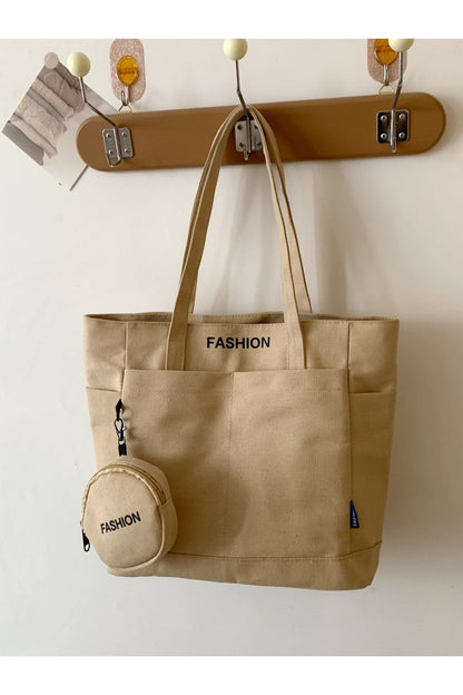 Canvas Tote Bag with Pouch - Handbag - FITGGINS