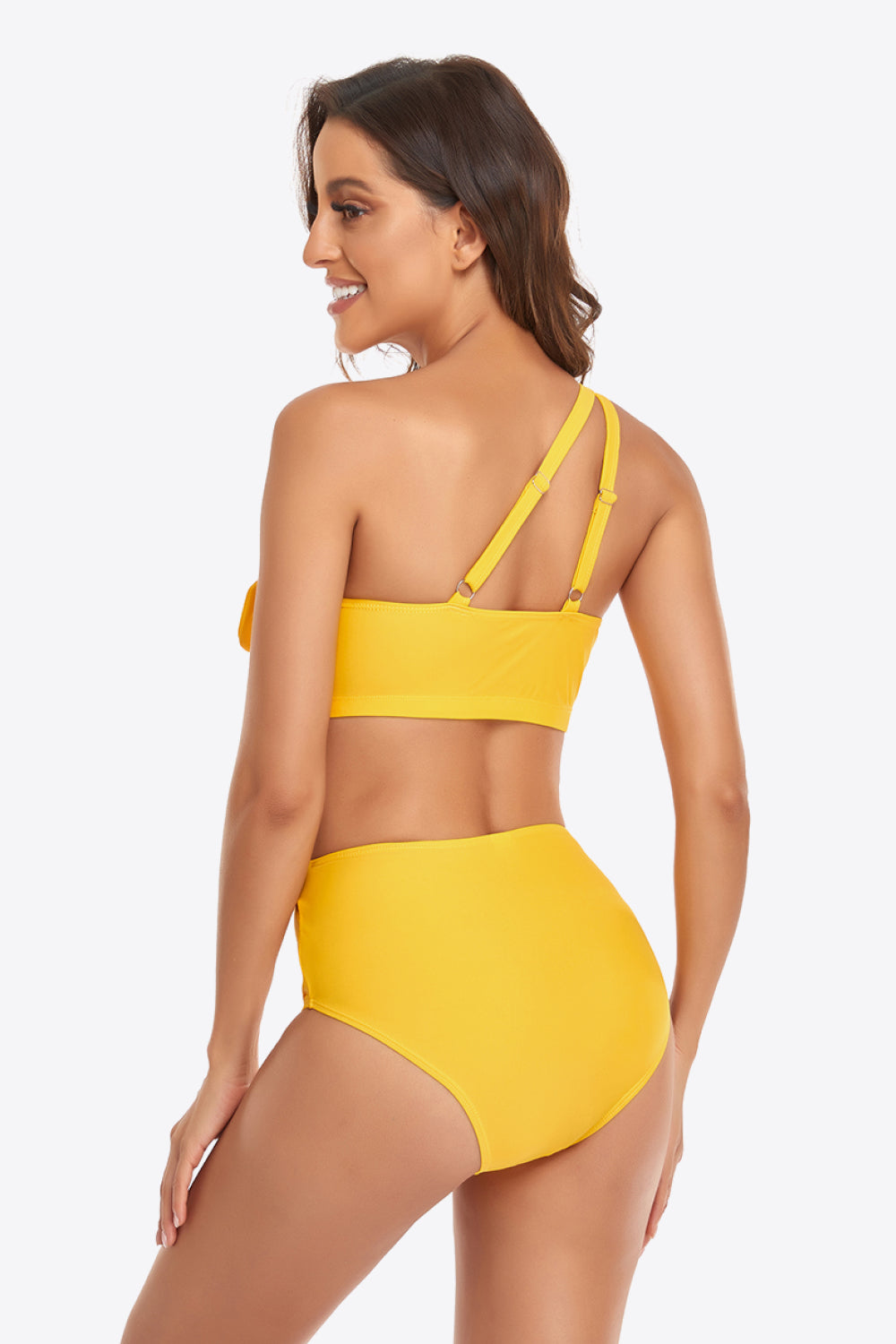 Ruffled One-Shoulder Buckled Bikini Set - Bikinis & Tankinis - FITGGINS