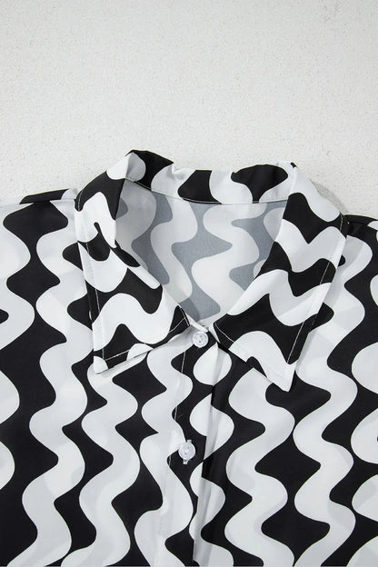 Trendy Button Down Contrast Striped Cover-Up Fitggins