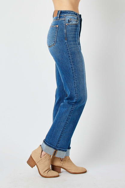 Judy Blue Full Size High Waist Front Seam Detail Straight Jeans - Jeans - FITGGINS