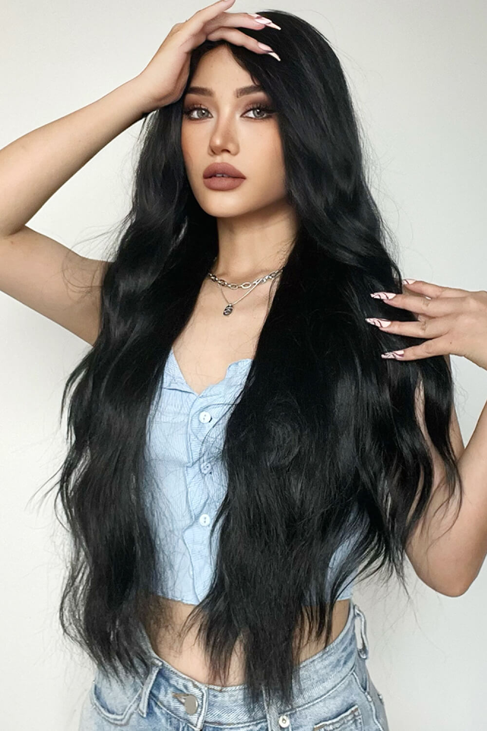 Full Machine Long Wave Synthetic Wigs 28'' - Hair - FITGGINS