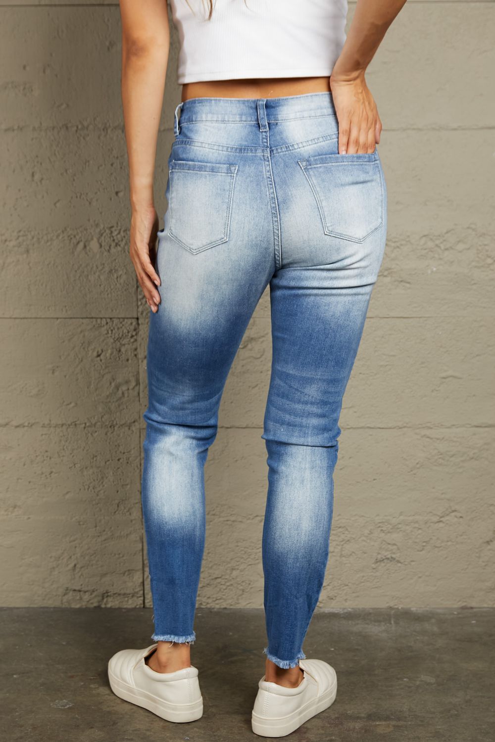 Baeful Faded Mid High Rise Jeans - Jeans - FITGGINS