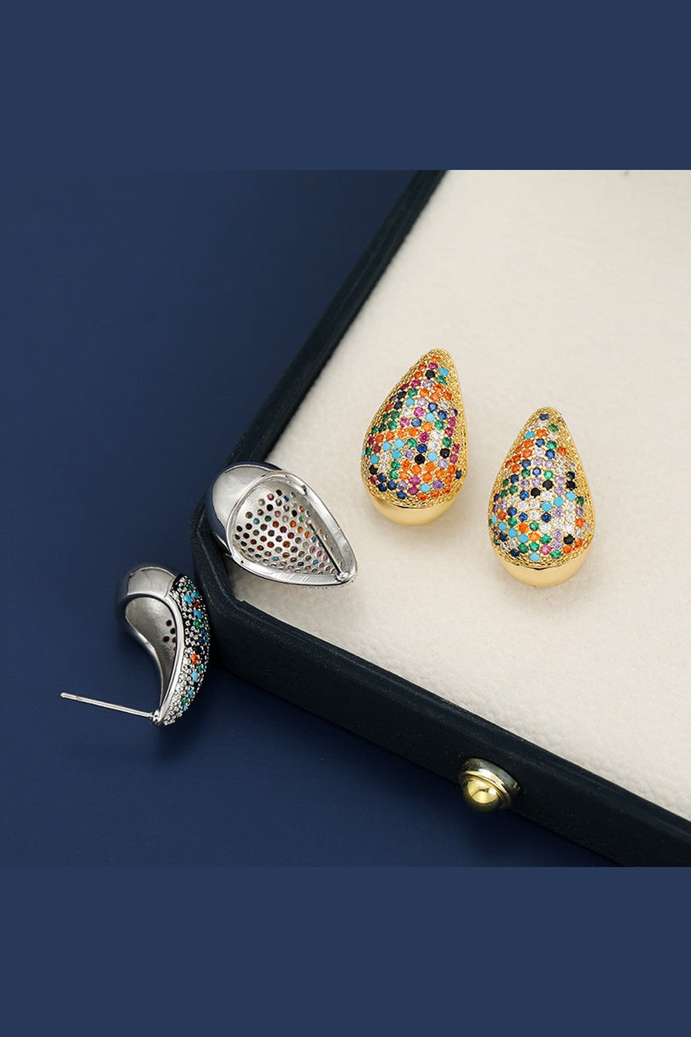 18K Gold-Plated Zircon Teardrop Earring - Earrings - FITGGINS