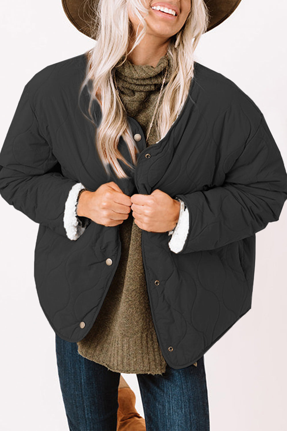 Long Sleeve Button Front Winter Coat - Jackets - FITGGINS