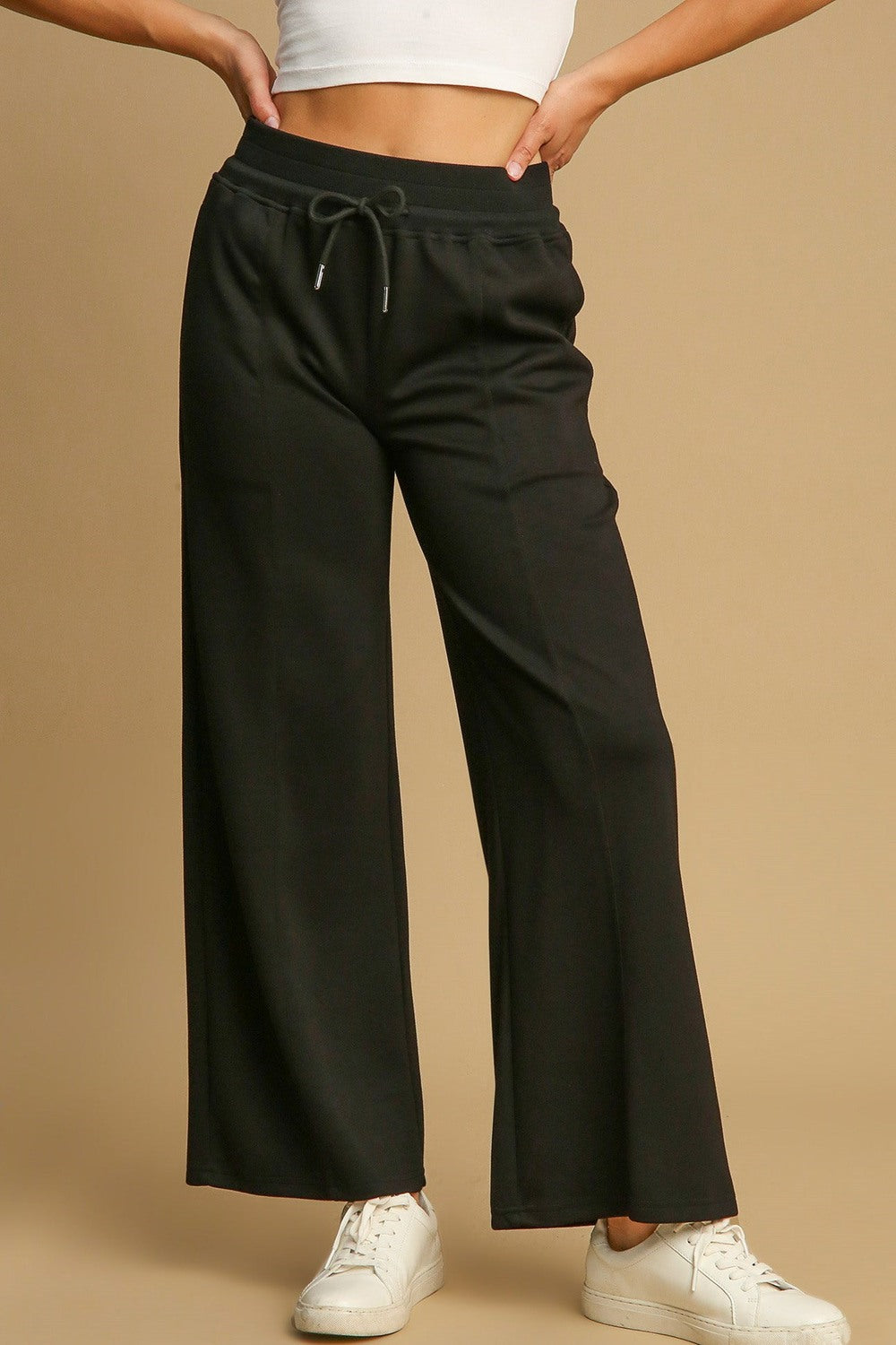 Umgee Drawstring Wide Leg Pants with Pockets - Pants - FITGGINS