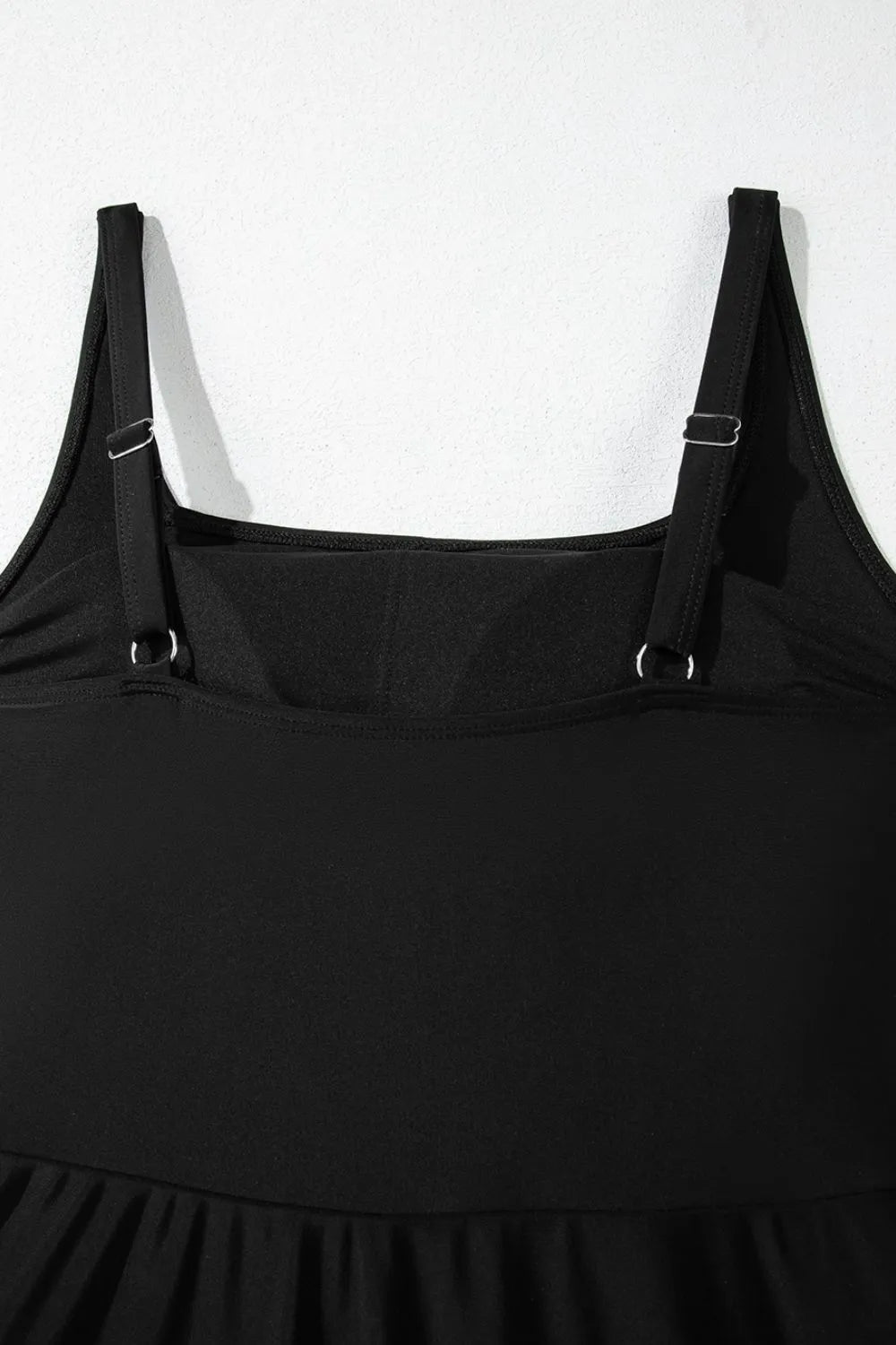 Side Tied Waist Square Neck Adjustable Straps A-line One Piece Swim Dress Fitggins