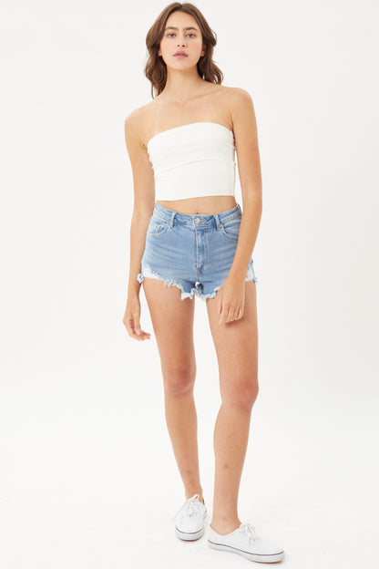 Love Tree Raw Hem Cat's Whisker Denim Shorts - Denim Shorts - FITGGINS