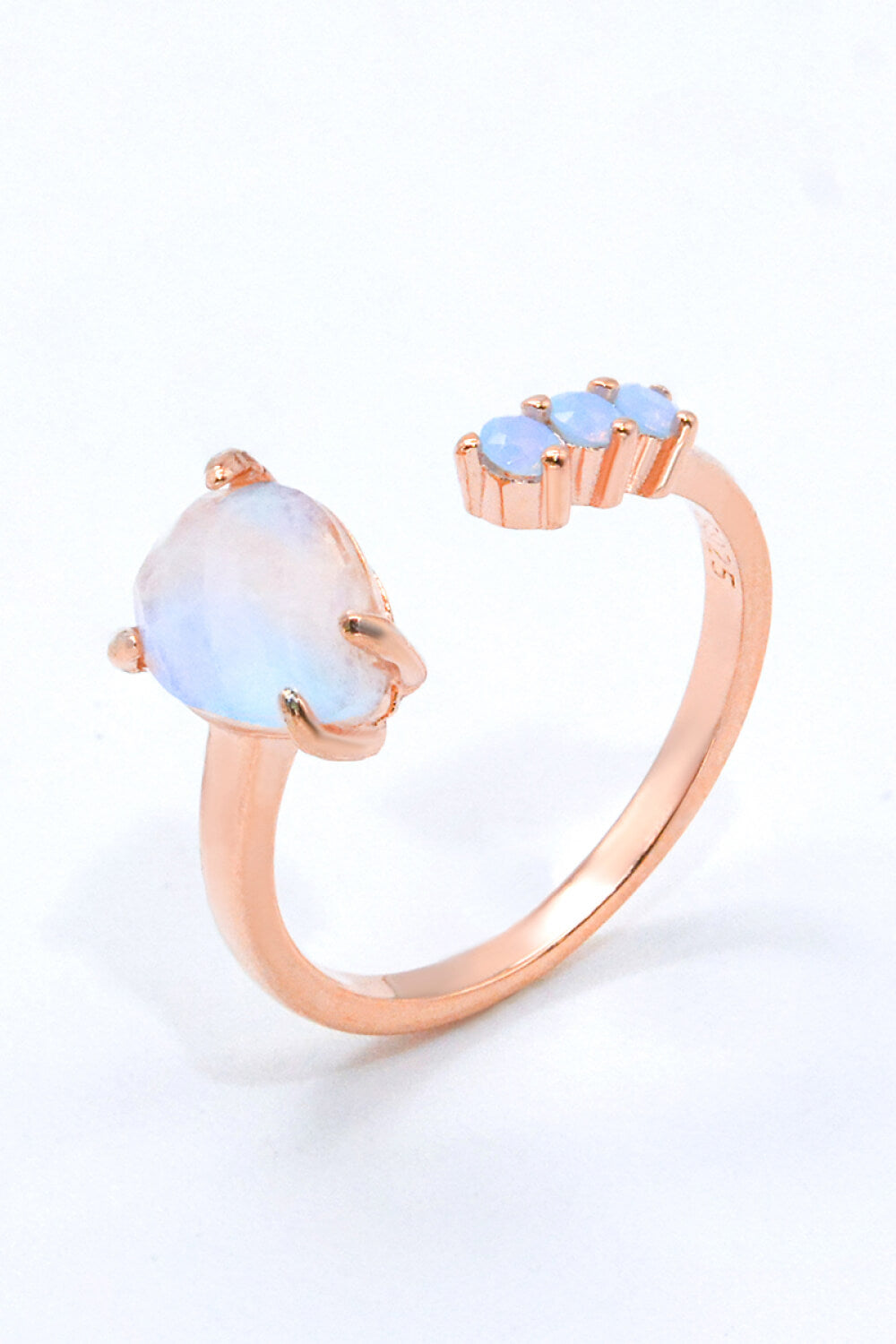 18K Rose Gold-Plated Moonstone Open Ring - Rings - FITGGINS