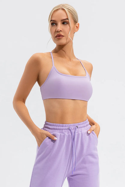 Crisscross Spaghetti Strap Active Cami Lilac Fitggins