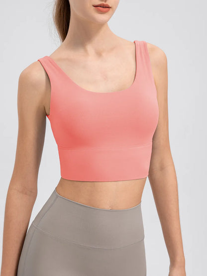 Scoop Neck Wide Strap Active Tank Coral Fitggins