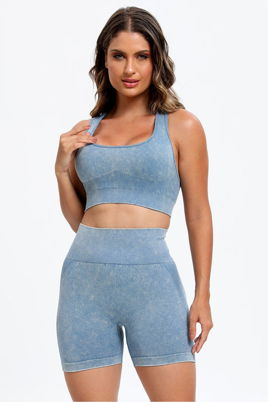 Scoop Neck Wide Strap Top and Shorts Active Set - Active Set - FITGGINS