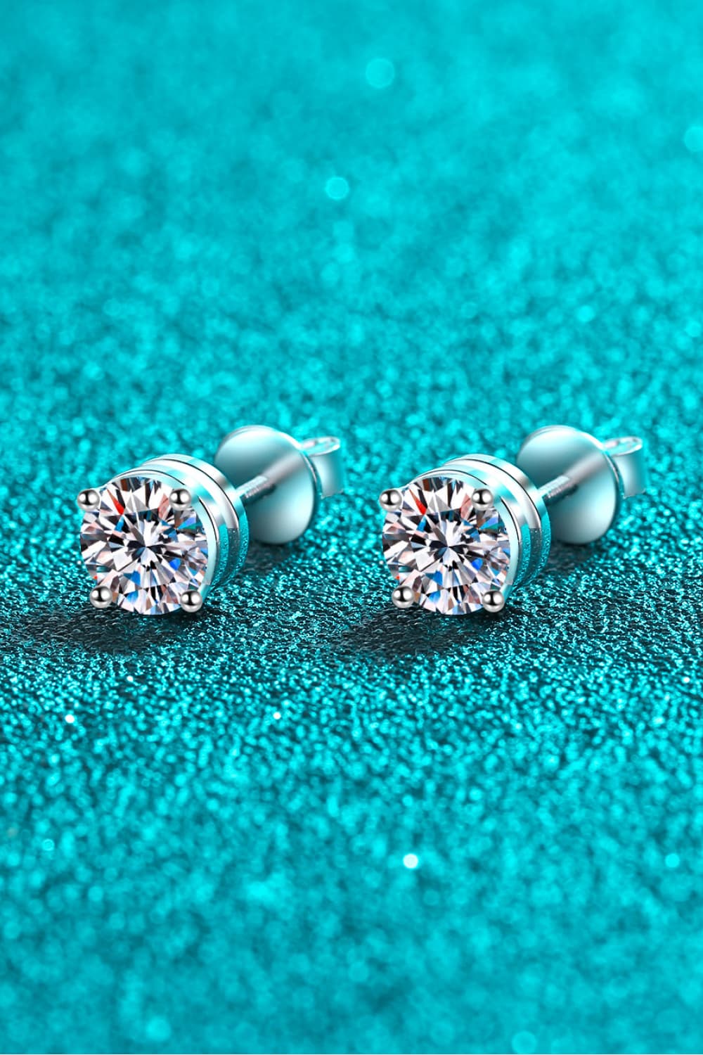 2 Carat Moissanite Rhodium-Plated Stud Earrings - Earrings - FITGGINS