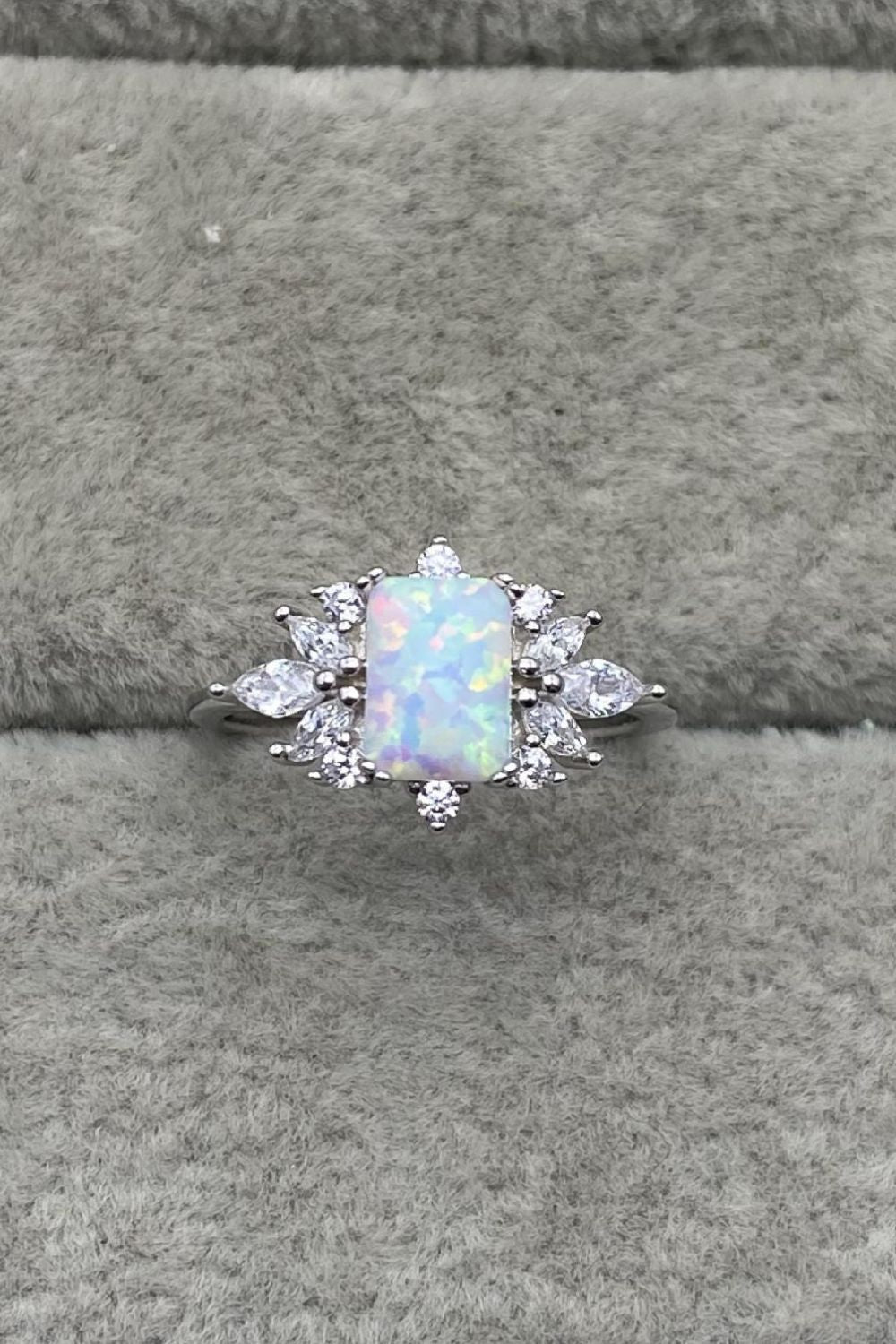 925 Sterling Silver Zircon and Opal Ring - Rings - FITGGINS