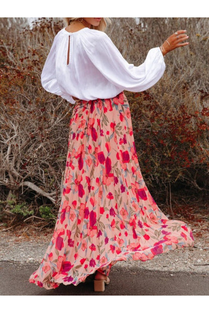 Pleated Maxi Skirt with Elastic Waist Fitggins