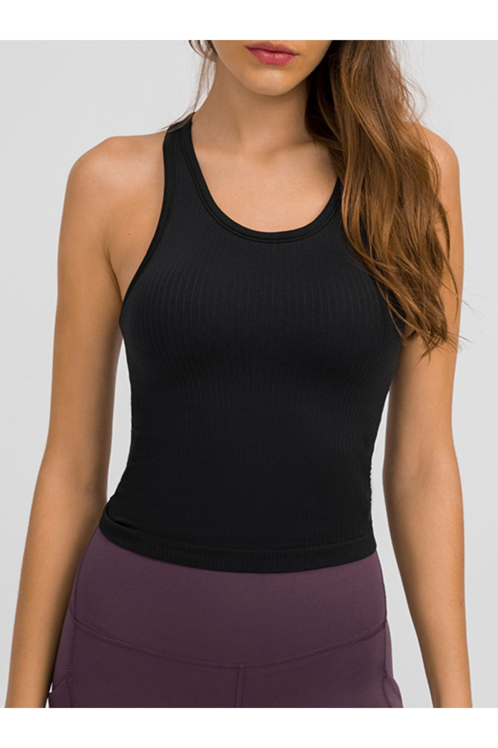 Millennia Round Neck Racerback Active Tank - Crop Tops & Tank Tops - FITGGINS