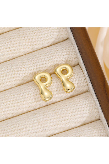 18K Gold-Plated Bubble Letter Stud Earrings - Earrings - FITGGINS