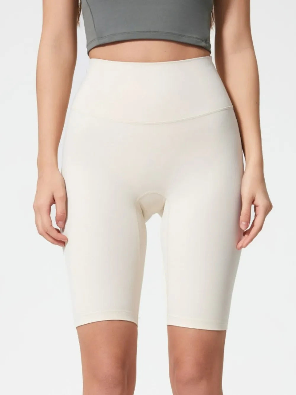 Millennia High Rise Wide Waistband Active Shorts White Fitggins