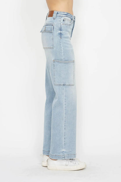 Judy Blue Full Size High Waist Straight Cargo Jeans Fitggins