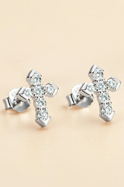 Moissanite Cross Stud Earrings - Earrings - FITGGINS