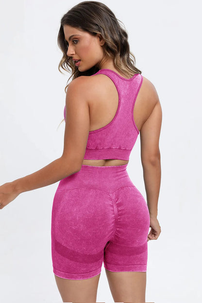 3 Piece Washed Square Neck Wide Strap Active Set Fitggins