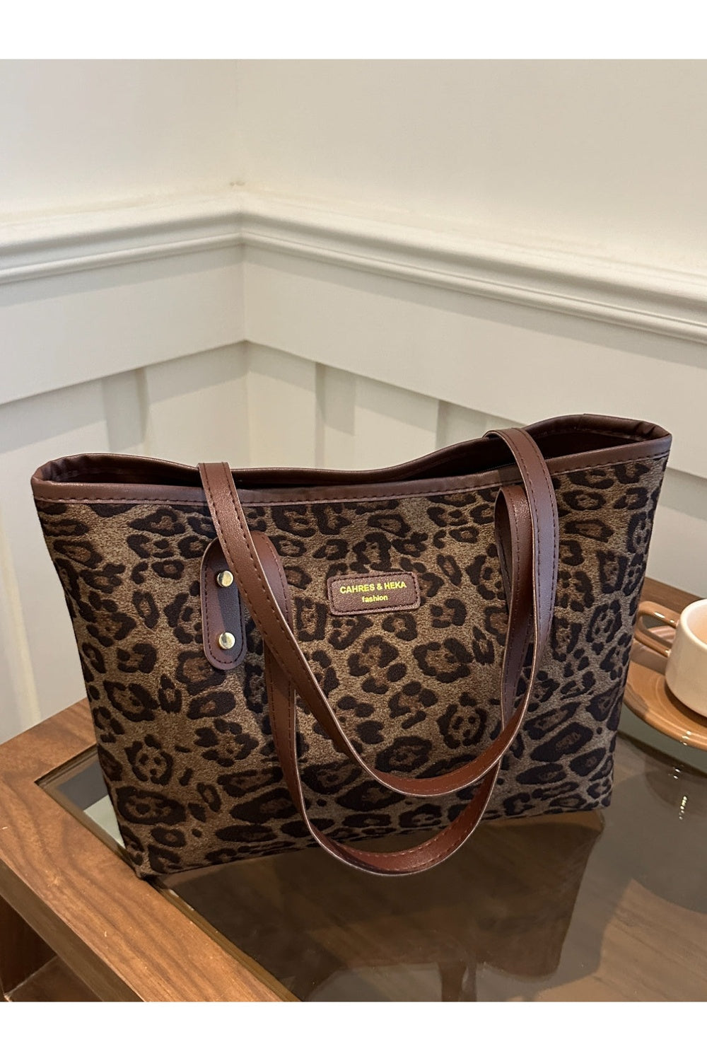 Leopard Polyester Tote Bag - Handbag - FITGGINS