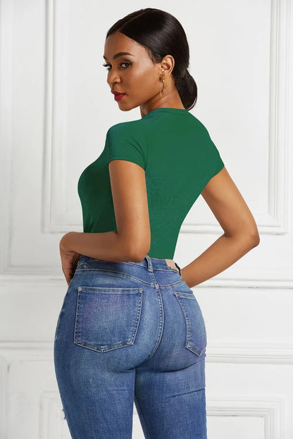 Round Neck Short Sleeve Bodysuit Fitggins