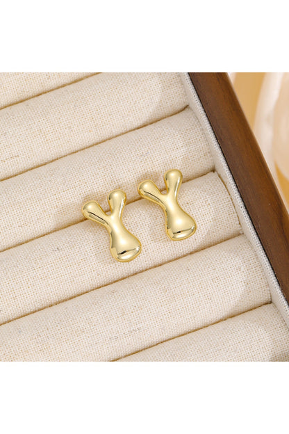 18K Gold-Plated Bubble Letter Stud Earrings - Earrings - FITGGINS