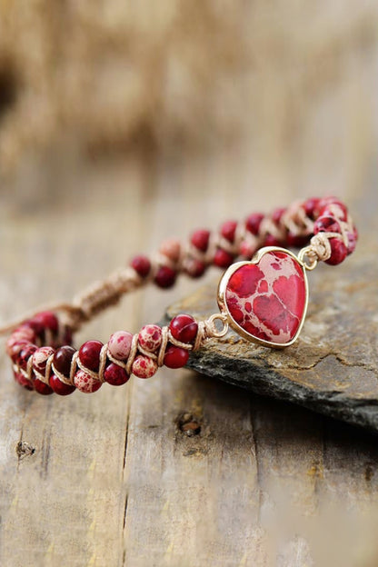 Handmade Heart Shape Natural Stone Bracelet - Bracelets - FITGGINS