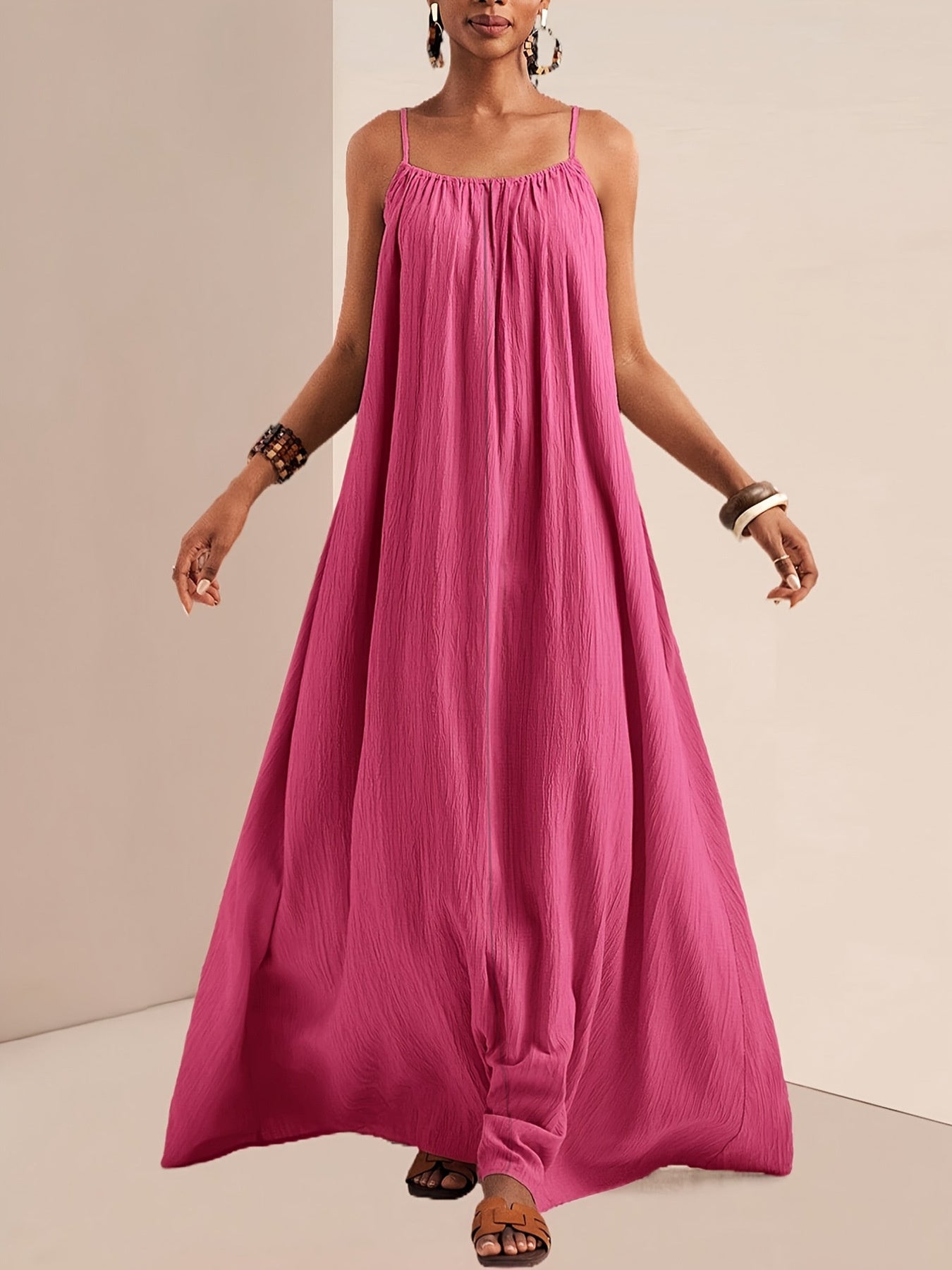 Spaghetti Strap Flowy Maxi Dress Fitggins