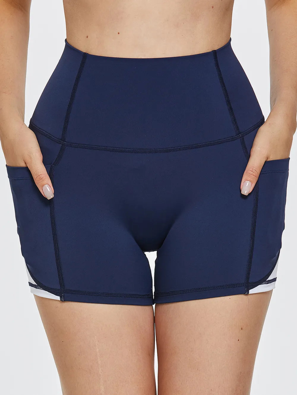 High Waist Active Shorts Dark Blue Fitggins