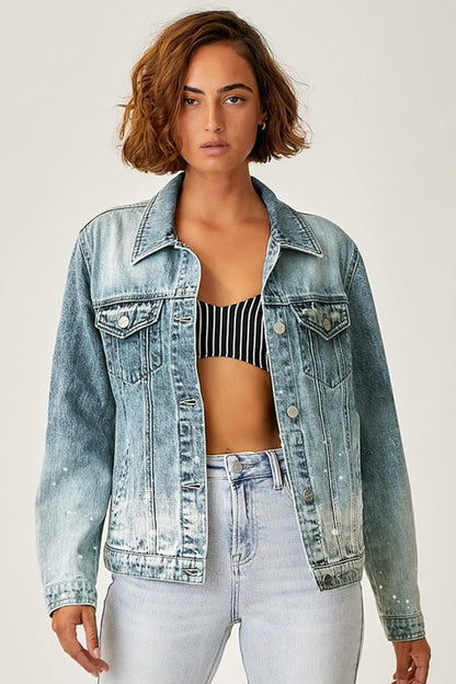 RISEN Button Up Ombre Washed Jacket - Denim Jackets - FITGGINS