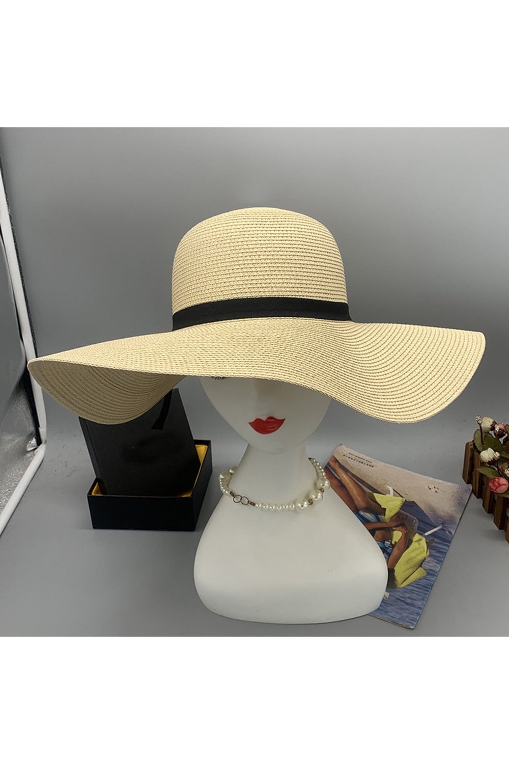 Bow Paper Braided Wide Brim Hat - Hats - FITGGINS