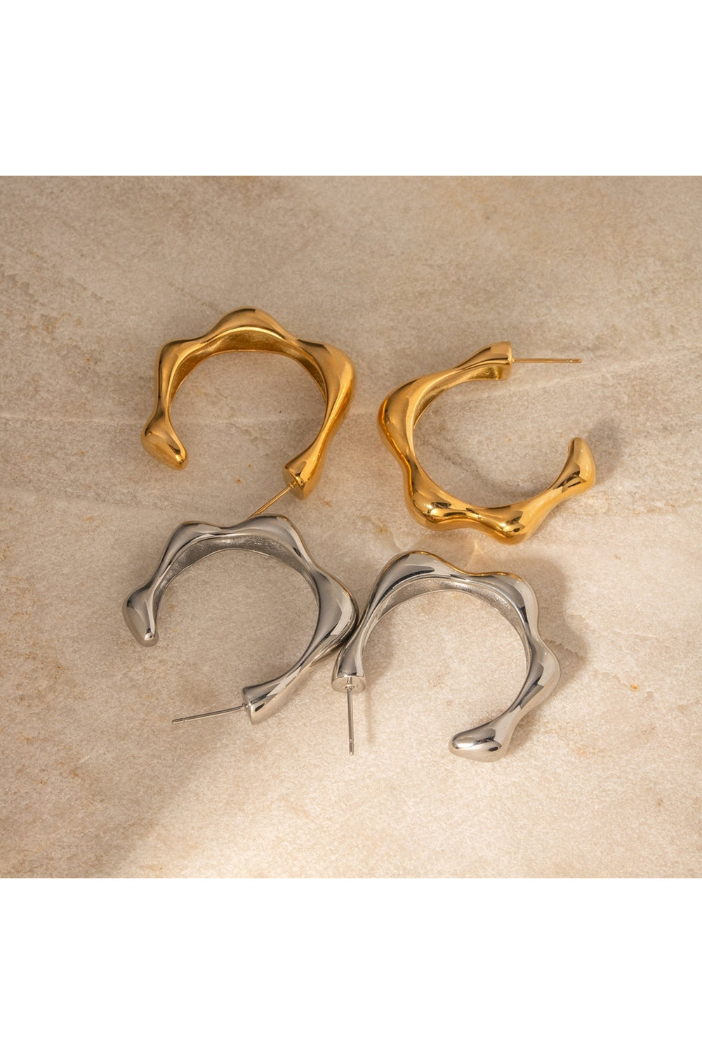 Stainless Steel C-Hoop Earrings - Earrings - FITGGINS